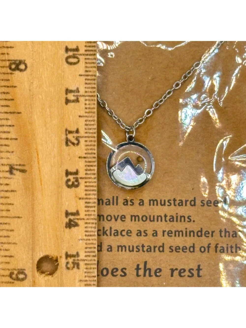 Mustard Seed Mountain Pendant Necklace With Chain NIP Matthew 17:20 Faith-Inspi